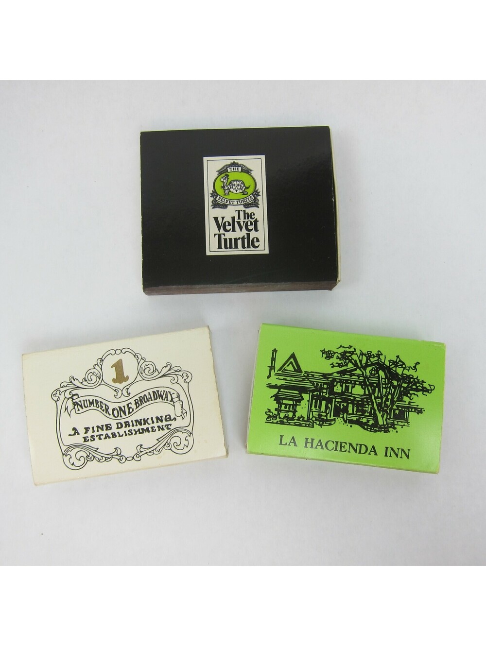 3 Vintage Matchboxes Velvet Turtle 1 Broadway La Hacienda California Matchbooks